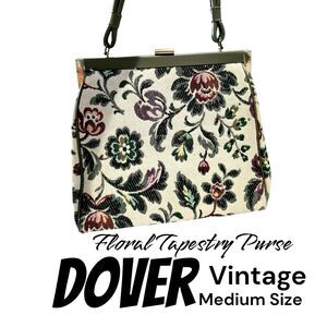 Dover Vintage 50s 60s Floral Tapestry Carpet Lift Snap Purse Handbag Satchel USA